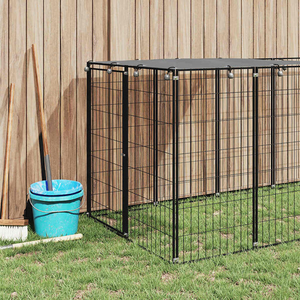 vidaXL Gabbia per Cani Nera 330x110x110 cm in Acciaio