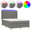 vidaXL Letto a Molle Materasso e LED Grigio Scuro 140x200cm in Tessuto