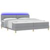 vidaXL Letto a Sorgente LED con led Grigio chiaro 200 x 200 cm Tessuto