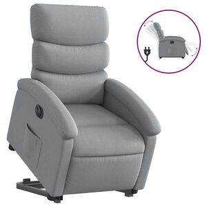 vidaXL Poltrona Reclinante Alzapersona Elettrica Grigio Chiaro Tessuto
