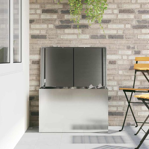 vidaXL Scatola di Stoccaggio Esterno Argento 80 x 50,5 x 50 cm Acciaio