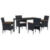 vidaXL Set da Pranzo per Giardino 5 pz Nero polyrattan