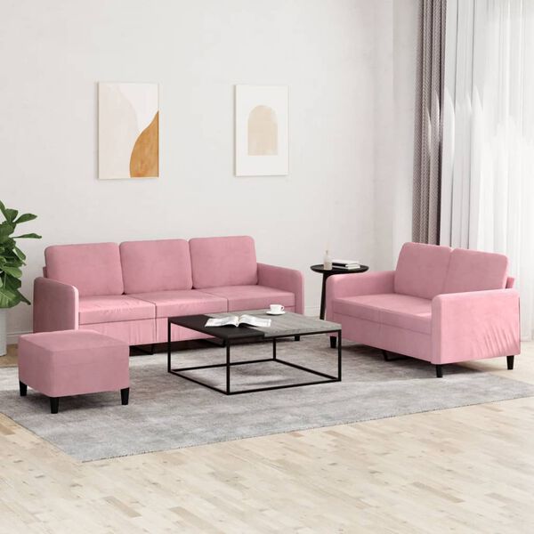 vidaXL Set di Divani 3 pz Rosa in Velluto