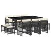 vidaXL Set da Pranzo da Giardino 11 pz con Cuscini in Polyrattan Nero