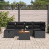 vidaXL Set Divano da Giardino con cuscino 7 pcs Nero polyrattan