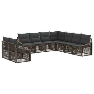 vidaXL Set Divano da Giardino 9 pcs Grigio polyrattan