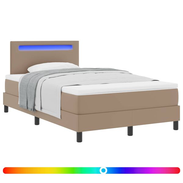 vidaXL Letto a molle Cappuccino 120 x 200 cm Pelle sintetica
