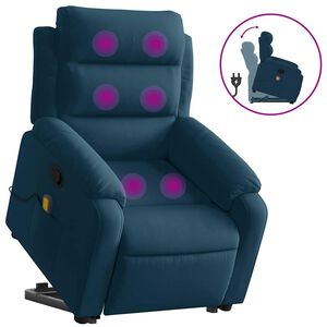 vidaXL Poltrona Alzapersona Massaggiante Reclinabile Blu in Velluto