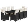vidaXL Set Bistr&ograve; da Giardino 9 pz con Cuscini in Polyrattan Nero