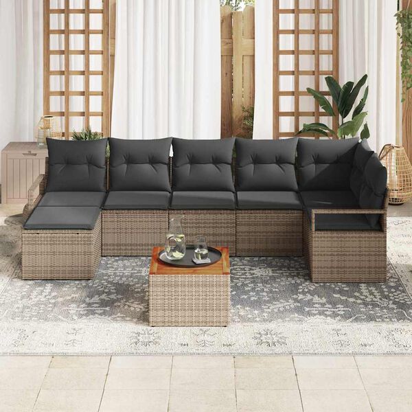 vidaXL Set Divano da Giardino con cuscino 9 pcs Grigio polyrattan