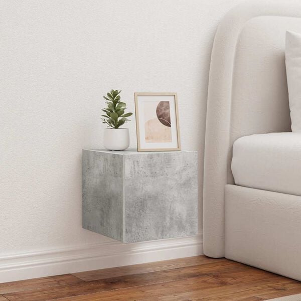 vidaXL Mobile TV a Parete con Luci LED Grigio Cemento 30,5x35x30 cm