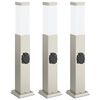 vidaXL Lampioni a palo con presa elettrica 3 pz 50 cm Acciaio Inox IP44