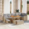 vidaXL Set Divano da Giardino 9 pcs Beige polyrattan