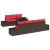 vidaXL Set Divano da Giardino 8 pz 7-Numero di posti Marrone e Rosso