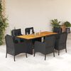 vidaXL Set da Pranzo da Giardino 7 pz Nero con Cuscini in Polyrattan