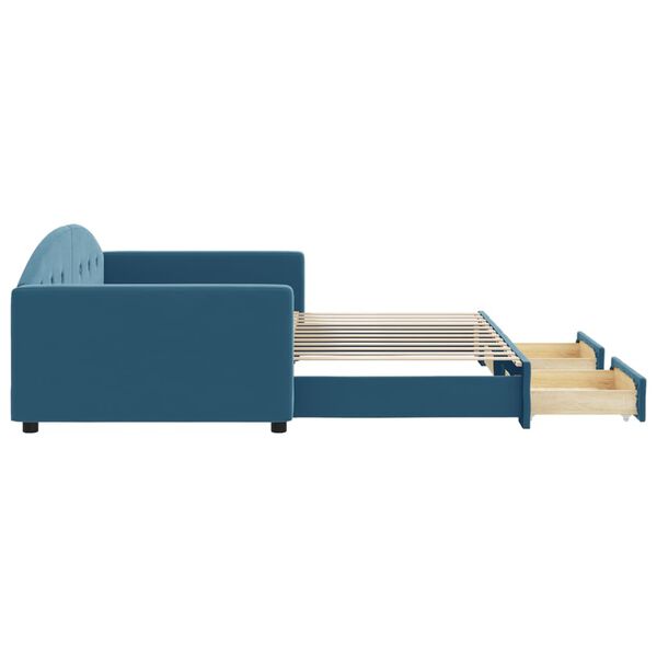 vidaXL Divano Letto Estraibile con Cassetti Blu 100x200 cm in Velluto