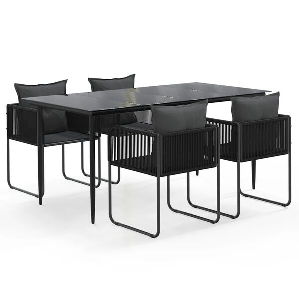 vidaXL Set da Pranzo da Giardino 5 pz Nero