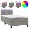 vidaXL Letto a Molle con Materasso e LED Grigio Chiaro 90x190 cm Velluto