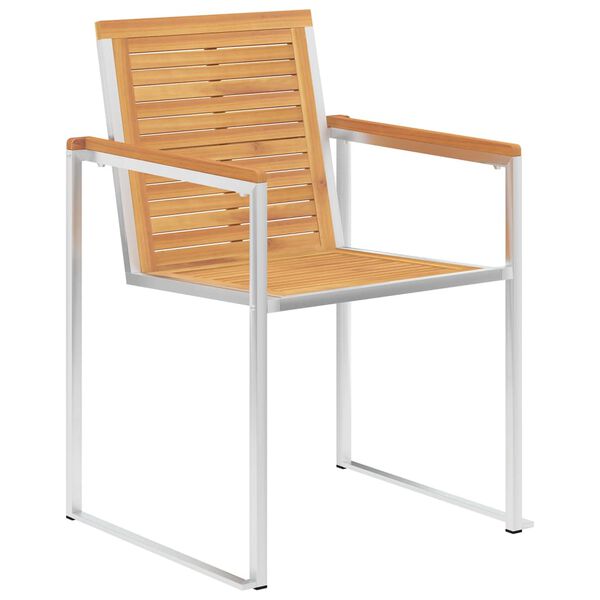 vidaXL Sedie da Giardino 6 pz Legno Massello di Teak e Acciaio Inox
