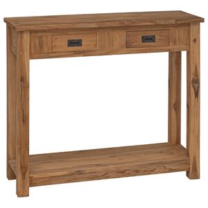 vidaXL Tavolo consolle Naturale 90 x 30 x 80 cm Legno di teak solido