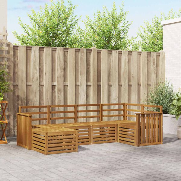 vidaXL Set divani 6 pcs Naturale Legno di Acacia Massello