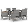 vidaXL Set da Pranzo Giardino 7 pz Polyrattan e Vetro Temperato Grigio