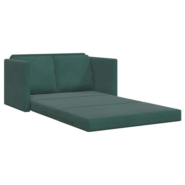 vidaXL Divano Letto da Terra 2 in 1 Verde Scuro 122x204x55 cm Velluto
