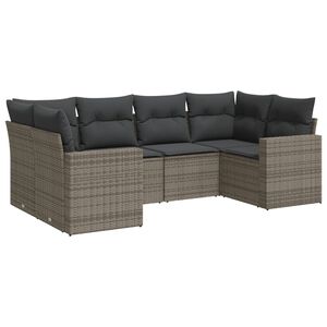 vidaXL Set Divano da Giardino 6 pz con Cuscini Grigio in Polyrattan