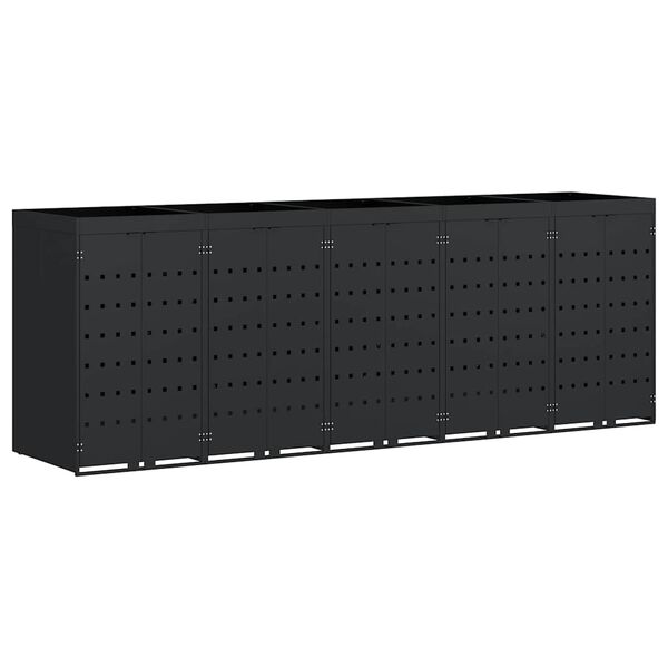 vidaXL Contenitore per Rifiuti per 5 Bidoni Nero 340 x 77,5 x 121,5 cm