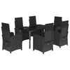 vidaXL Set da Pranzo da Giardino 7 pz Nero con Cuscini in Polyrattan