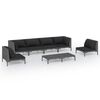 vidaXL Set Divani da Giardino 7 pz con Cuscini Polyrattan Grigio Scuro