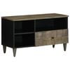 vidaXL Mobile Porta TV Nero 80x33x46 cm in Legno Massello di Mango