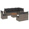vidaXL Set Divano da Giardino 9 pz con Cuscini Grigio in Polyrattan