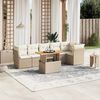 vidaXL Set Divani da Giardino 7 pz con Cuscini Beige in Polyrattan