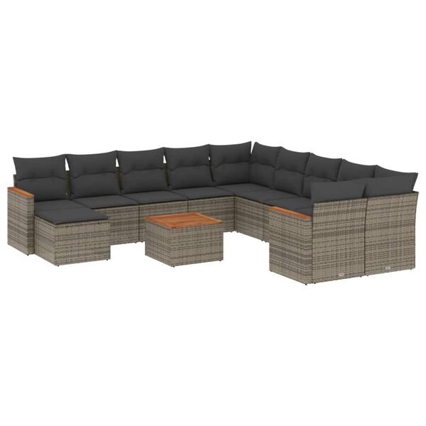 vidaXL Set Divani da Giardino 12 pz con Cuscini Grigio in Polyrattan