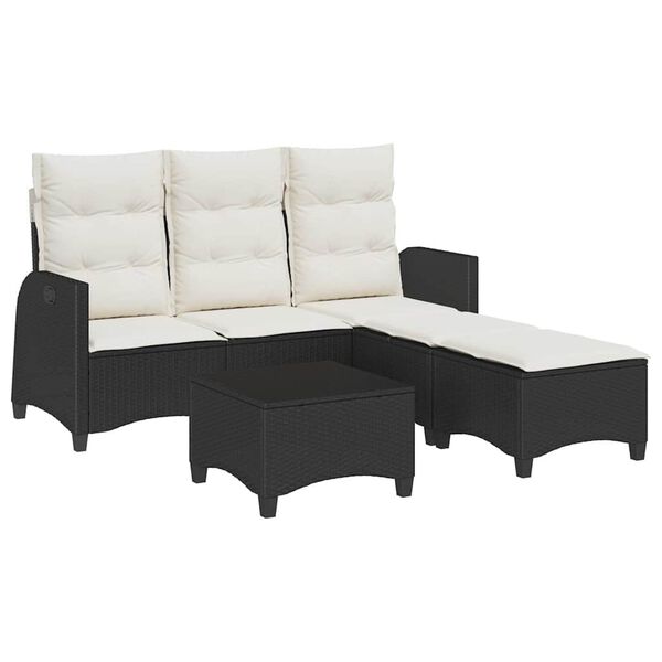 vidaXL Set Divani da Giardino 3 pz con Cuscini Forma L Polyrattan Nero