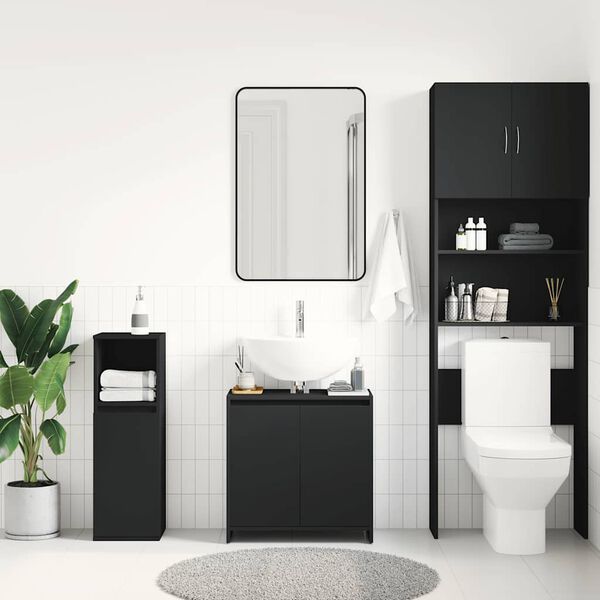 vidaXL Mobile da Bagno Nero 60x33x61 cm in Legno Multistrato