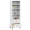 vidaXL Libreria con 2 Cassetti Bianco 60x35x180 cm Legno Massello OSLO