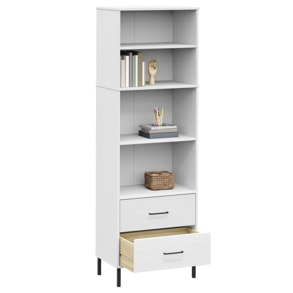 vidaXL Libreria con 2 Cassetti Bianco 60x35x180 cm Legno Massello OSLO