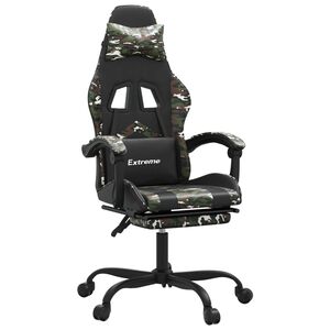 vidaXL Sedia da Gaming con Poggiapiedi Nero e Mimetico in Similpelle