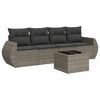vidaXL Set Divano da Giardino 5 pz con Cuscini Grigio in Polyrattan