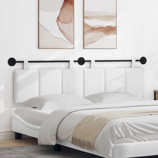 vidaXL Testata appesa Rigato Bianco 170 x 55 x 5 cm Tessuto