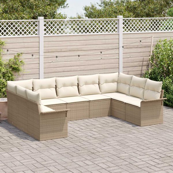 vidaXL Set Divano da Giardino con cuscino Beige polyrattan