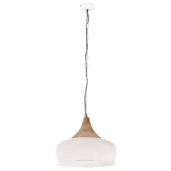 vidaXL Lampadario Industriale Bianco Ferro e Legno Massello 45 cm E27