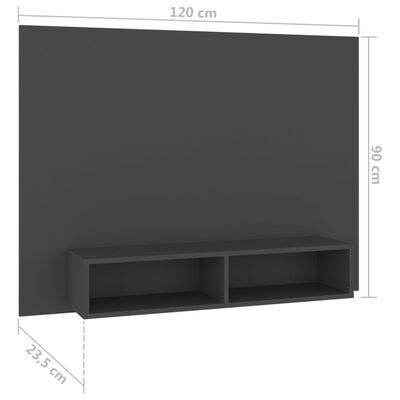vidaXL Mobile TV a Muro Grigio 120x23,5x90 cm in Legno Multistrato