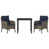 vidaXL Set da Pranzo per Giardino con cuscino 3 pcs Grigio polyrattan