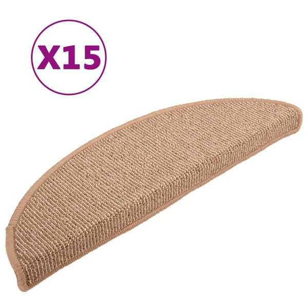 vidaXL Tappetini per scale 15 pz 56x17x3 cm Marrone chiaro Semicircolari