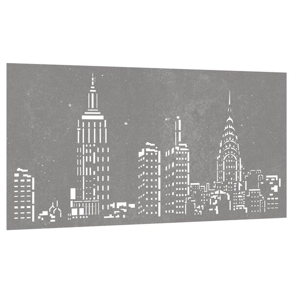 vidaXL Decorazione Muro da Giardino 105x55cm Skyline in Acciaio Corten