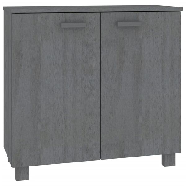 vidaXL Credenza HAMAR Grigio Scuro 85x35x80 cm Legno Massello di Pino