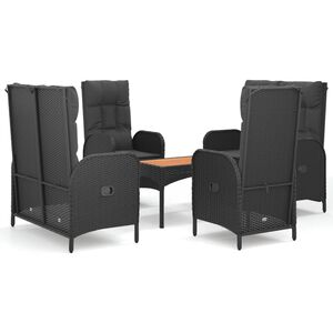 vidaXL Set da Pranzo da Giardino 5 pz Nero con Cuscini in Polyrattan